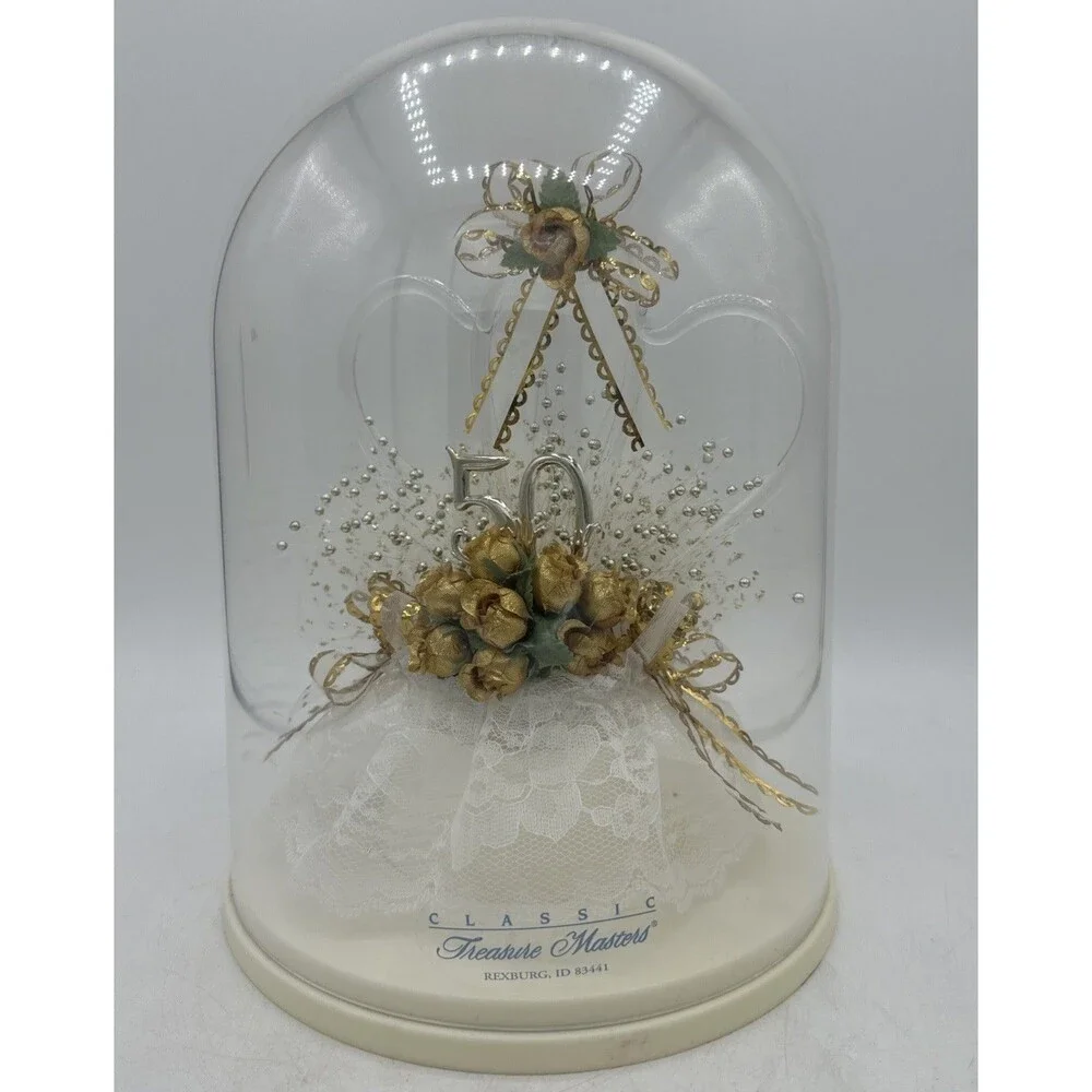 Vintage Cake Topper 50th Anniversary Wedding And Display Case Treasure Masters